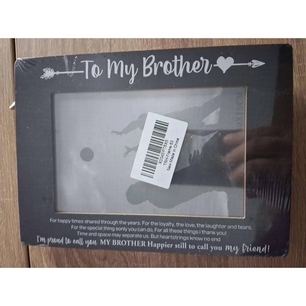 To My Brother Picture Frame Black Wood 4x6 Photo Gift Sentimental Sibling Decor